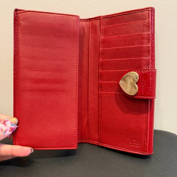 Gucci Microguccissima Heart Continental Red Leather Wallet - Picture 3 of 11